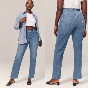 Abercrombie & Fitch The 90's Straight Ultra High Rise Criss Cross Waist Jeans